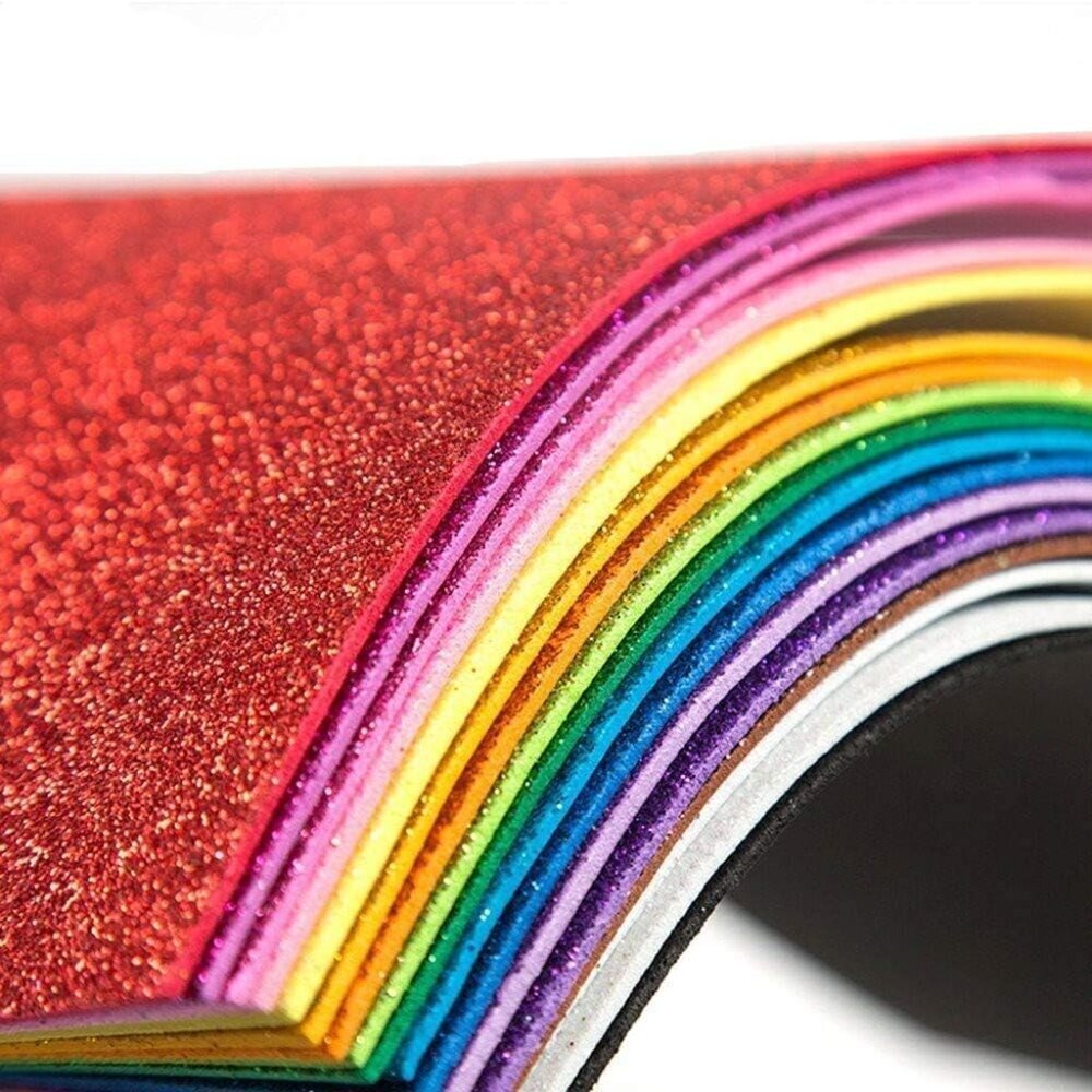 Glitter Paper A4 Self-Adhesive Sheets Multicolor 10 Pack